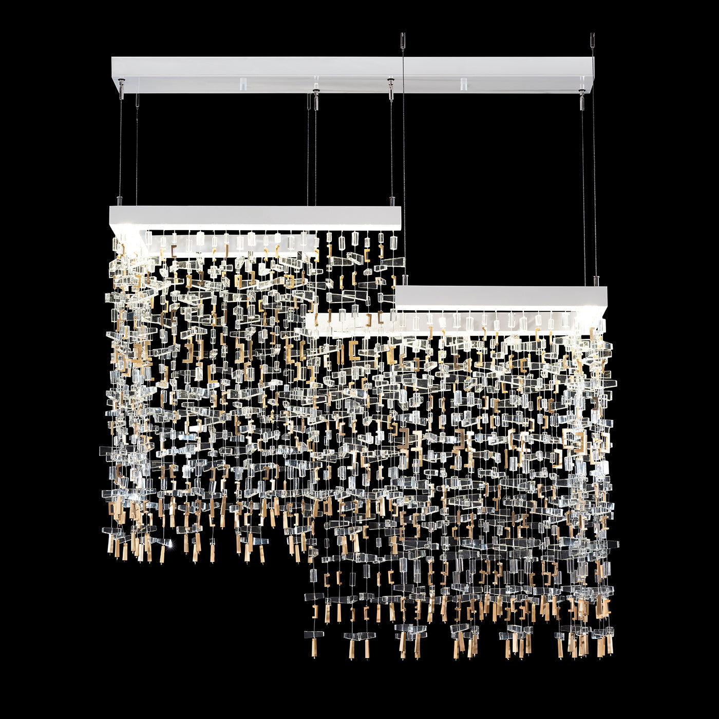 38-Inch Rectangular Crystal Brass Pendant Light