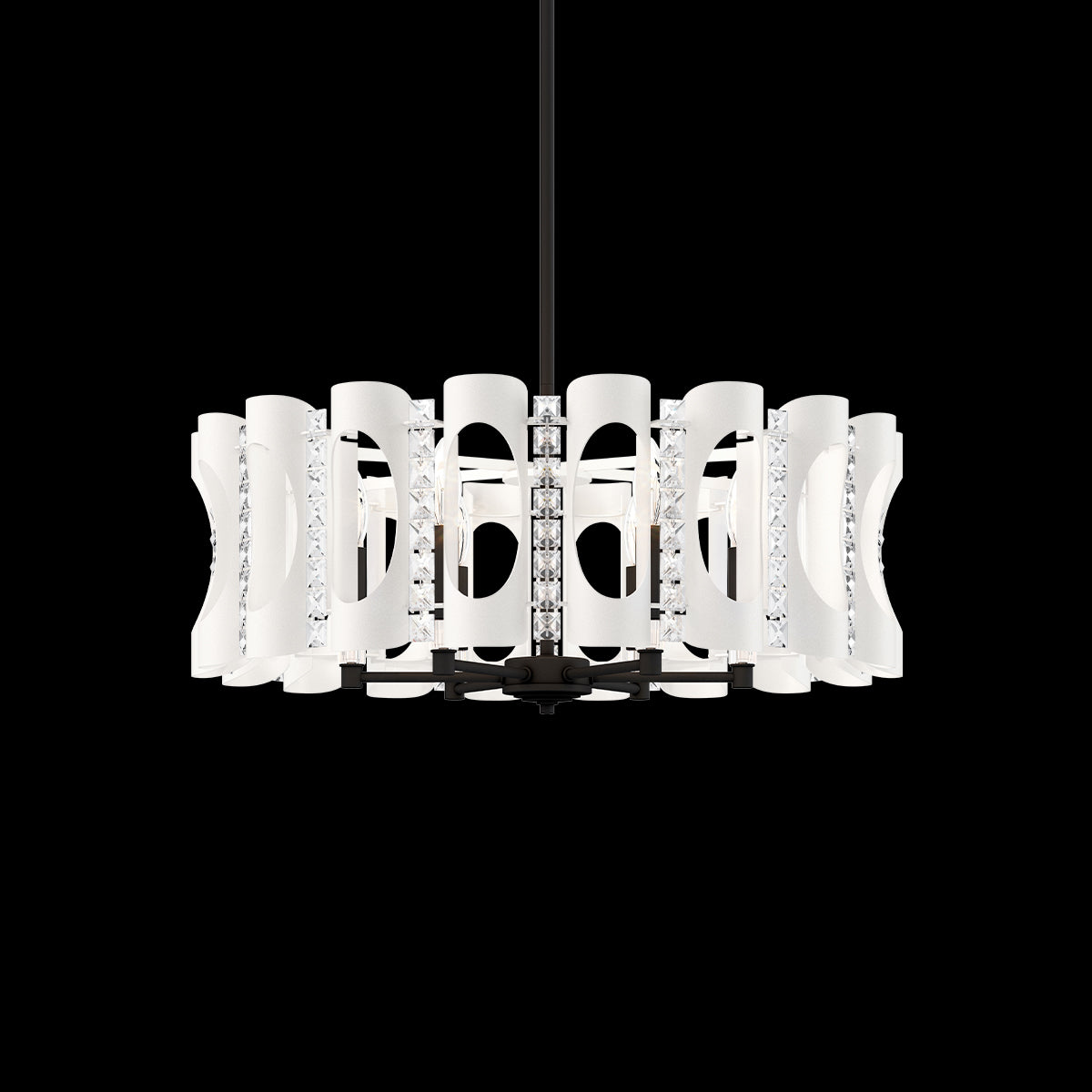 Geometric Cylinder Crystal Pendant Light / White
