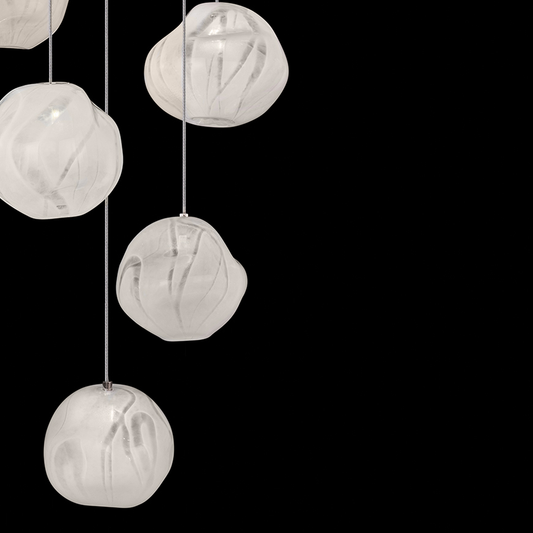 12-Inch Sculptural Handblown Glass Pendant Light / Gold / Amber