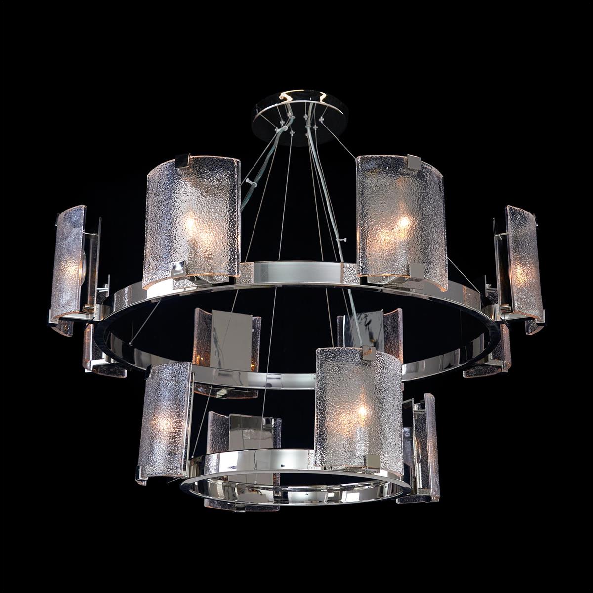 12-Light Two-Tier Nickel Glass Chandelier / Default Title