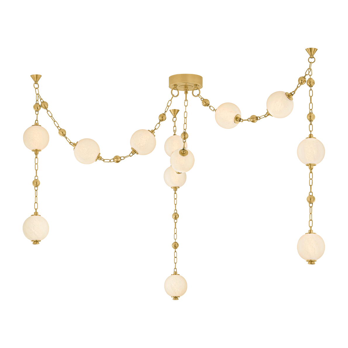 12-Light Vintage Brass Glass Chandelier / Default Title