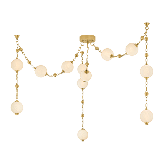 12-Light Vintage Brass Glass Chandelier / Default Title