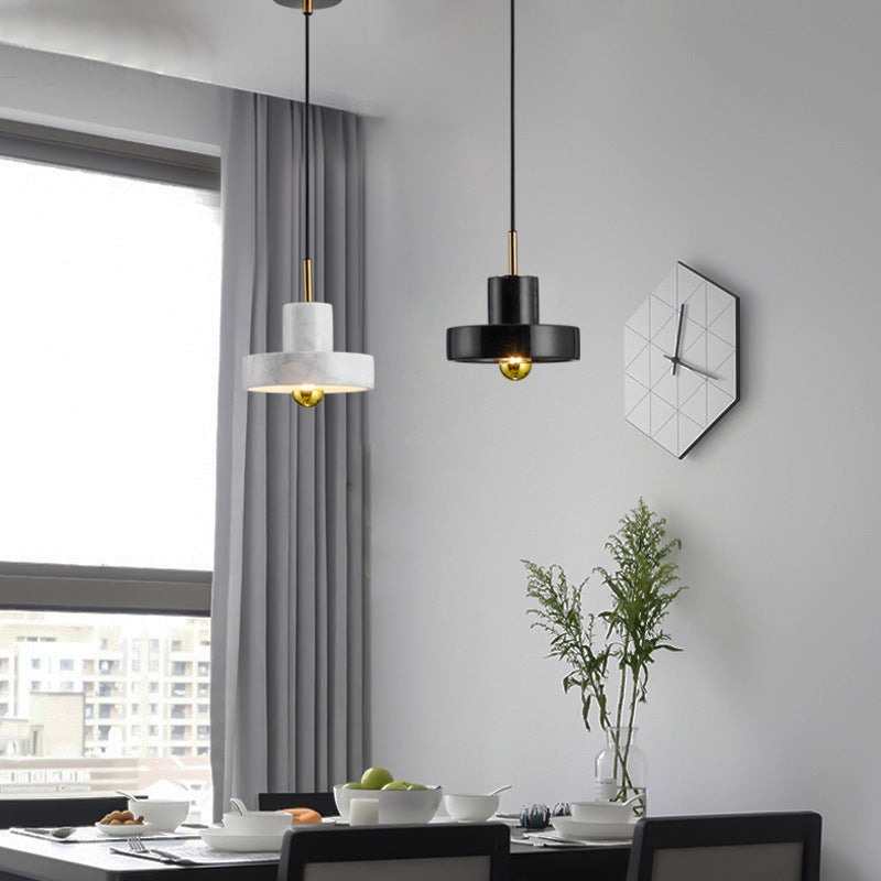 18cm White Marble LED Pendant Light / Including Light Source E27 / A White Diameter 18cm