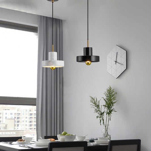 18cm White Marble LED Pendant Light / Including Light Source E27 / A White Diameter 18cm