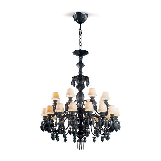 24-Light White Porcelain Gloss Chandelier / Absolute Black