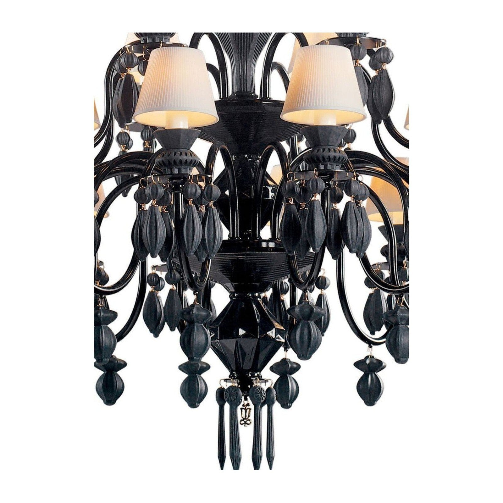 24-Light White Porcelain Gloss Chandelier / Golden Luster