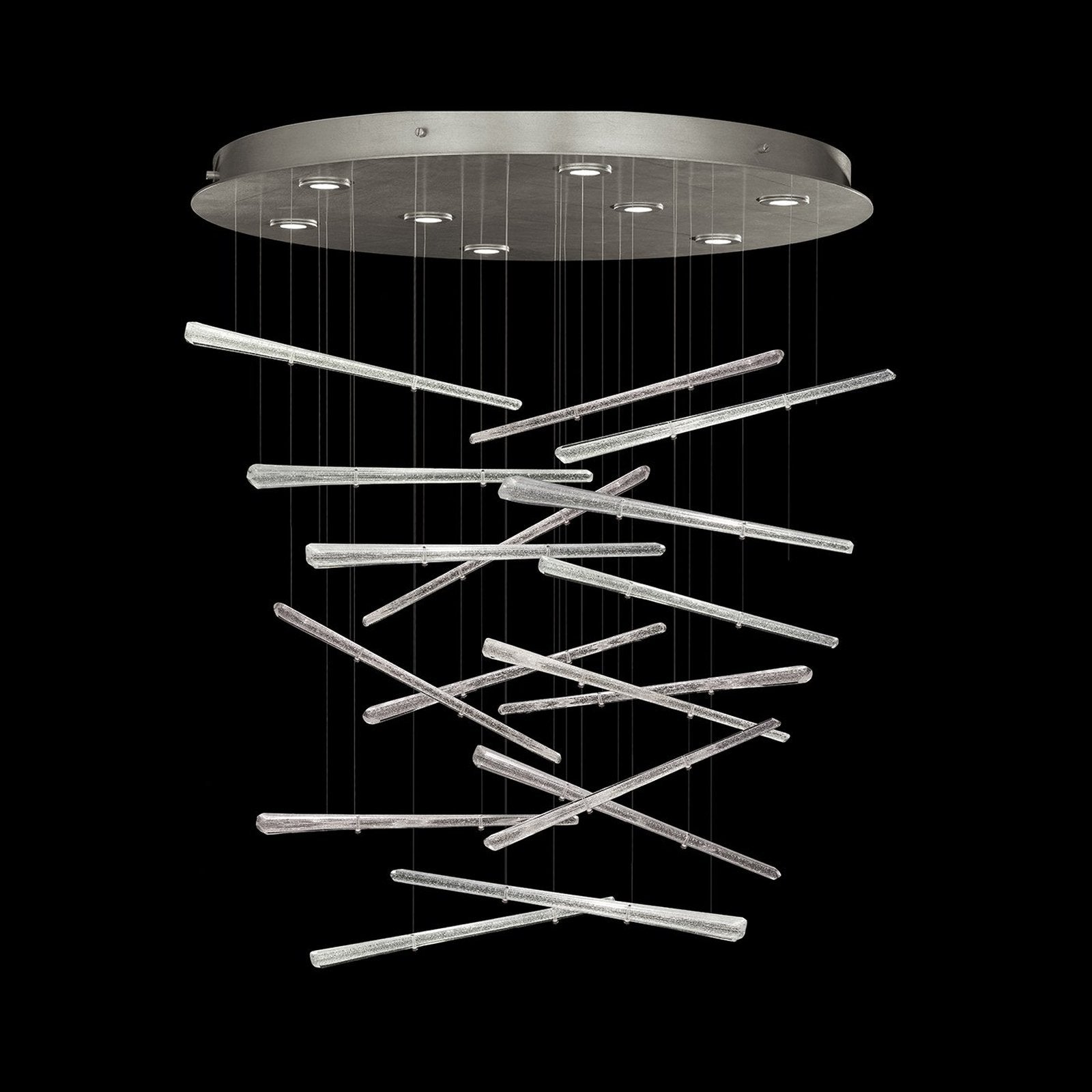 34-Inch 17-Spire Crystal Pendant Light / Silver/Crystal Stardust