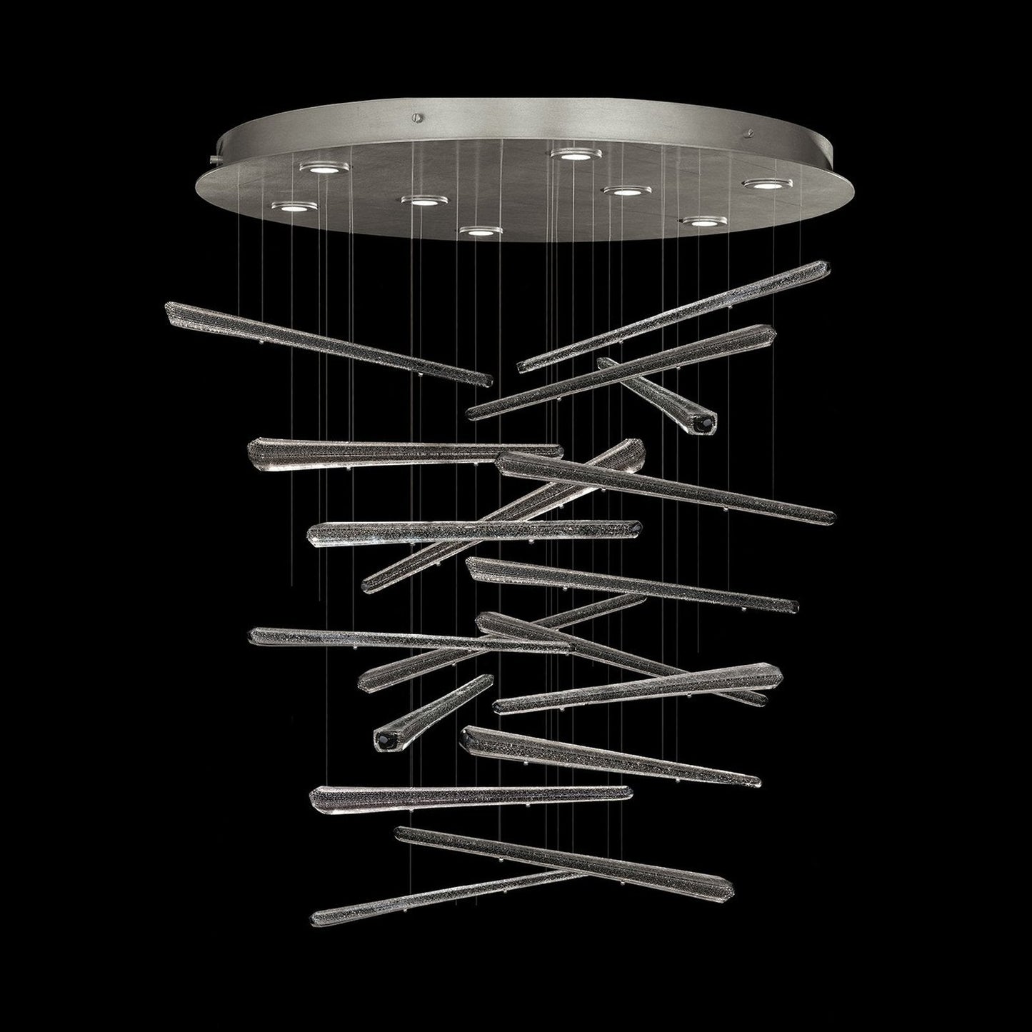 34-Inch 17-Spire Crystal Pendant Light / Gold/Ebony Stardust