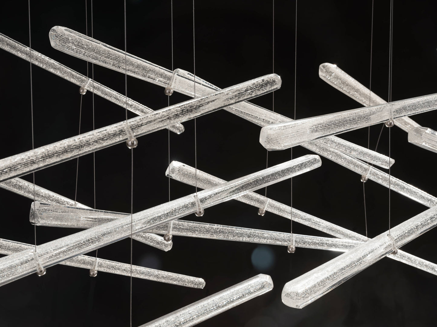 34-Inch 17-Spire Crystal Pendant Light / Gold/Crystal Stardust