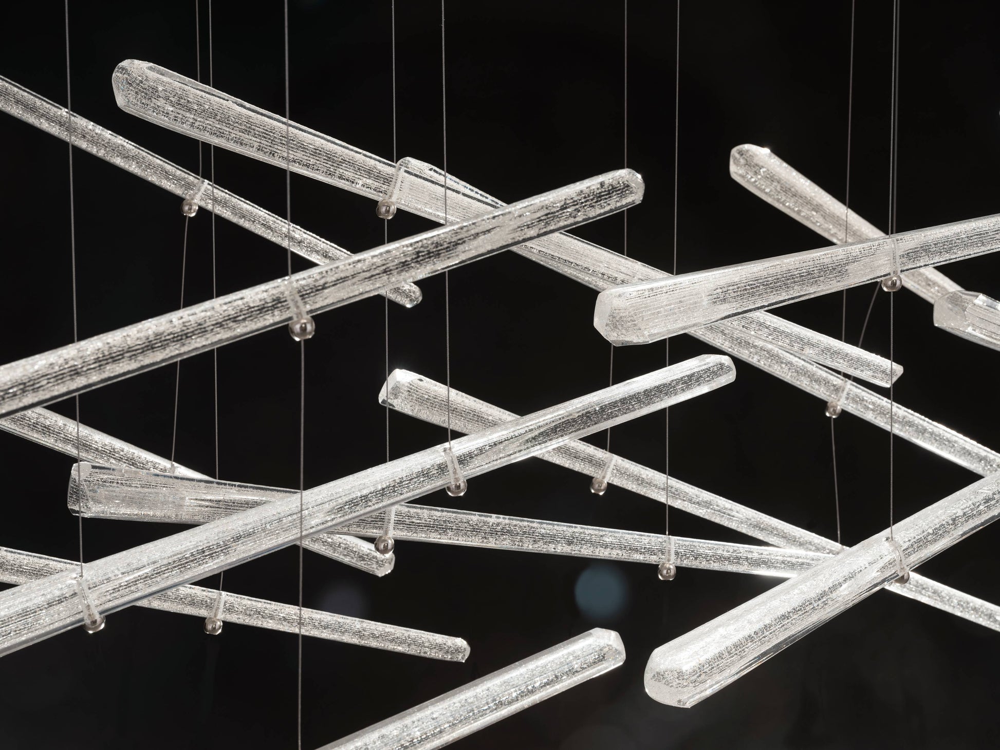 34-Inch 17-Spire Crystal Pendant Light / Gold/Crystal Stardust