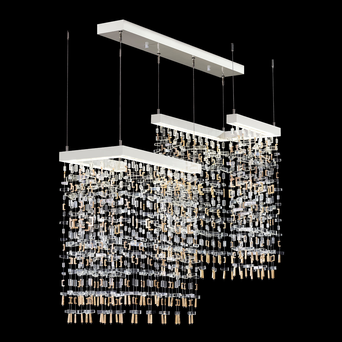 38-Inch Rectangular Crystal Brass Pendant Light
