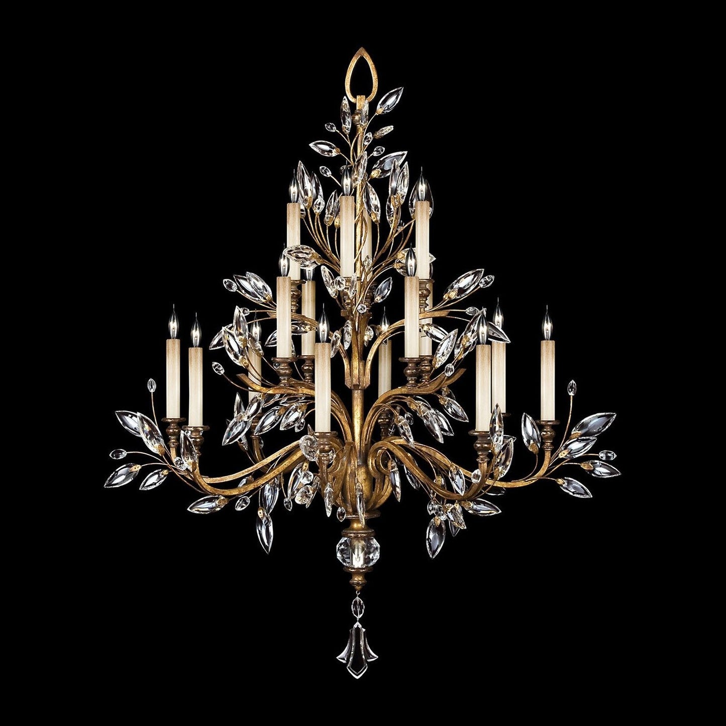 45-Inch Crystal Leaf Round Chandelier / Gold