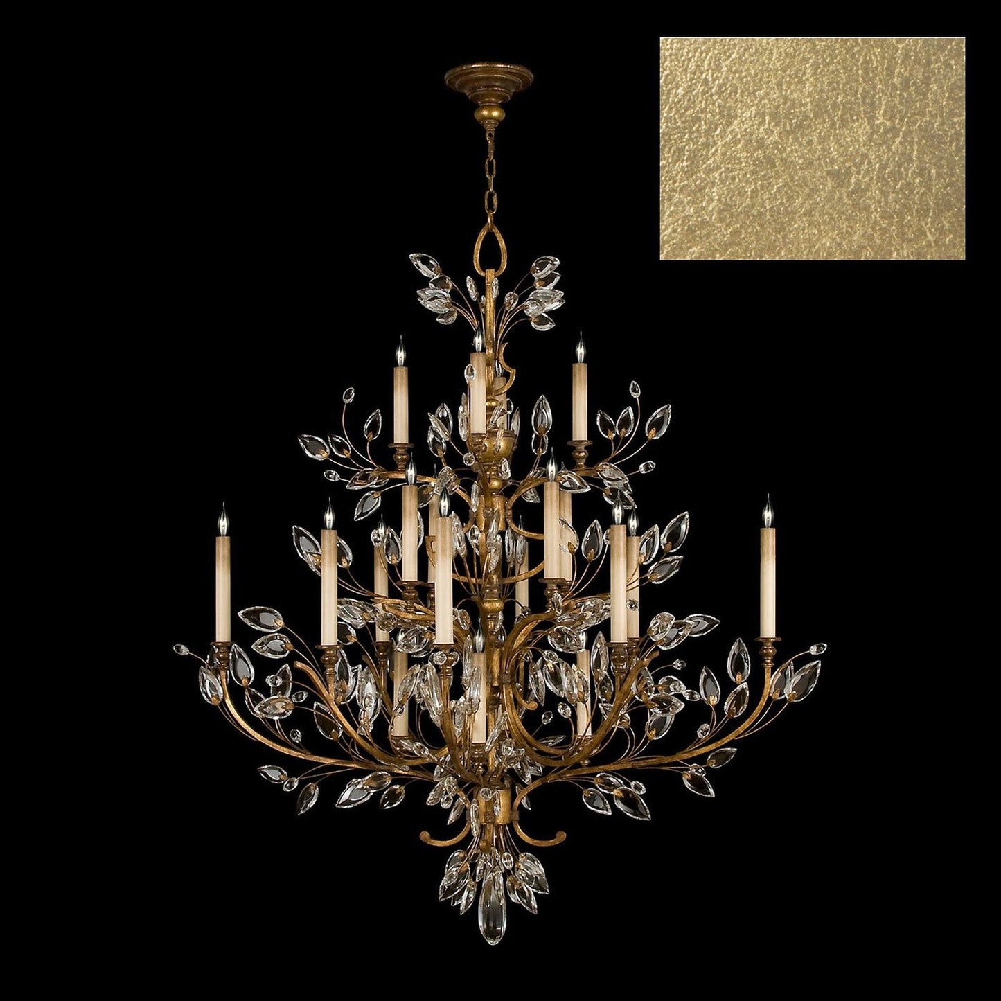 45-Inch Crystal Leaf Round Chandelier