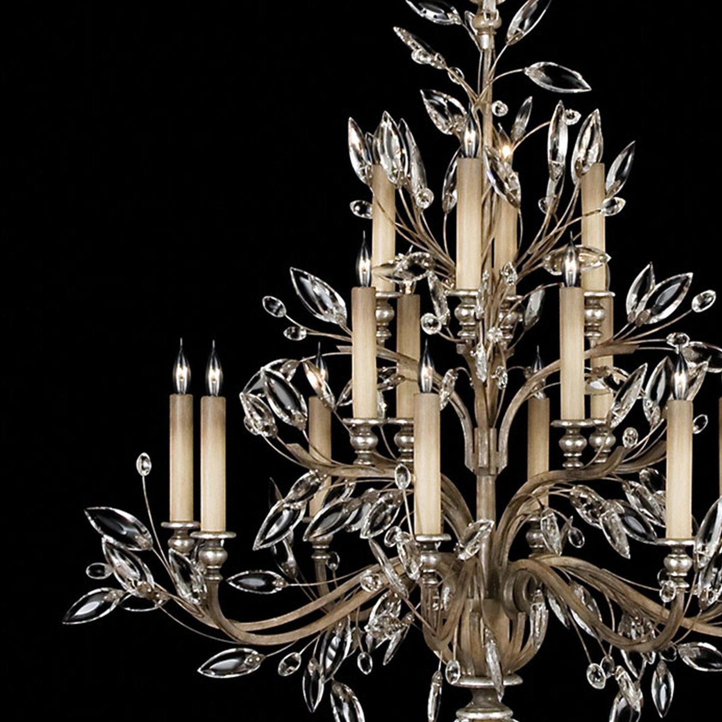 45-Inch Crystal Leaf Round Chandelier