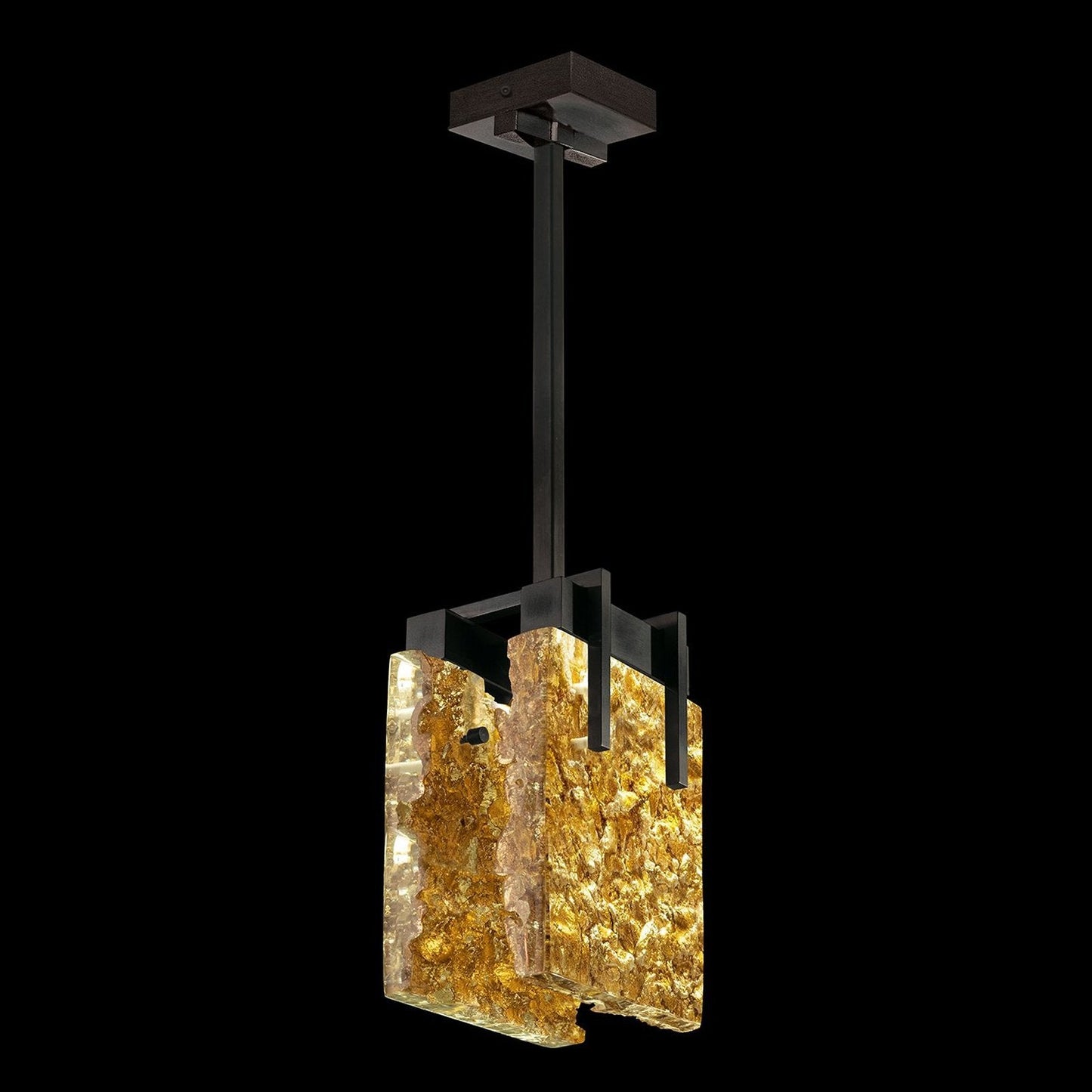 7.75-Inch Textured Cast Crystal Pendant Light / Silver / Clear