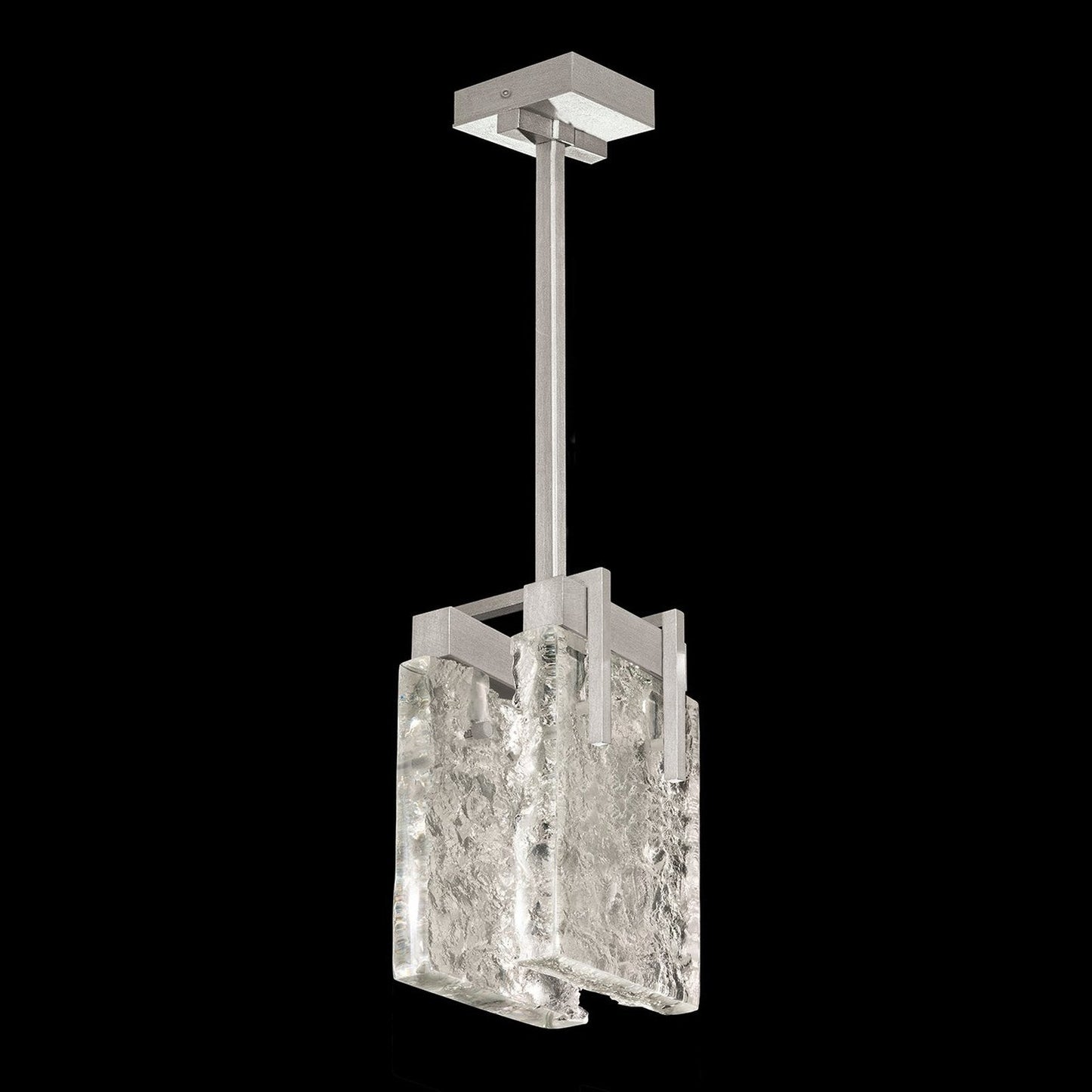 7.75-Inch Textured Cast Crystal Pendant Light / Gold / Clear