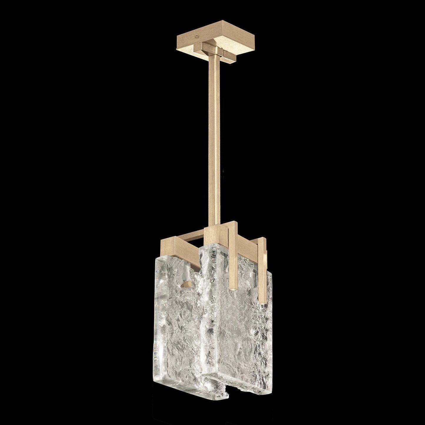 7.75-Inch Textured Cast Crystal Pendant Light / Gold / Rake Clear