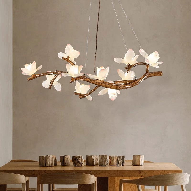 8-Light Lotus Resin Nordic Chandelier / Default With Warm Light Bulb / Lotus Style 8 Head