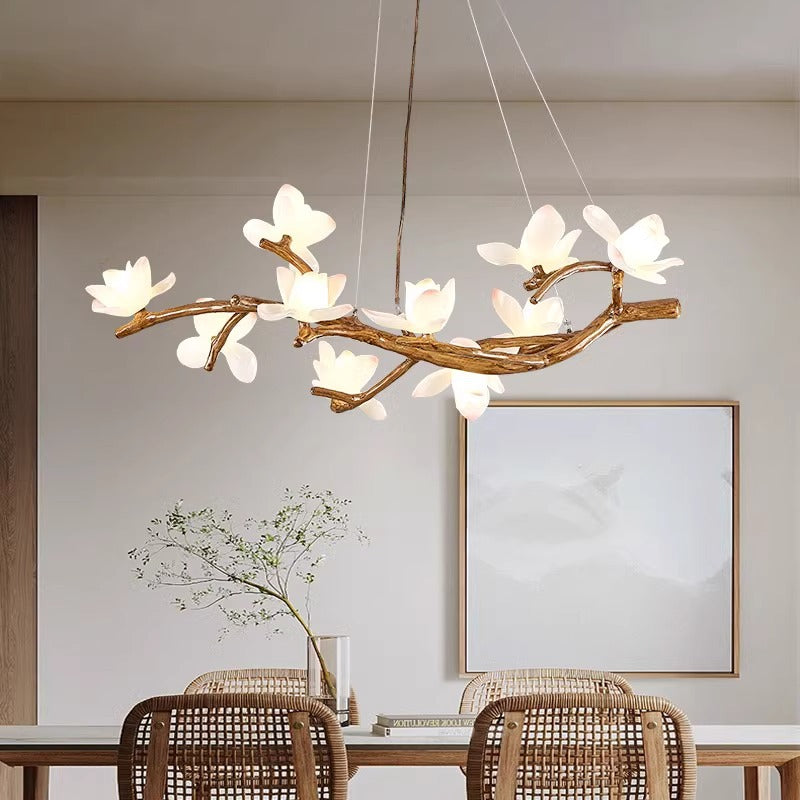 8-Light Lotus Resin Nordic Chandelier