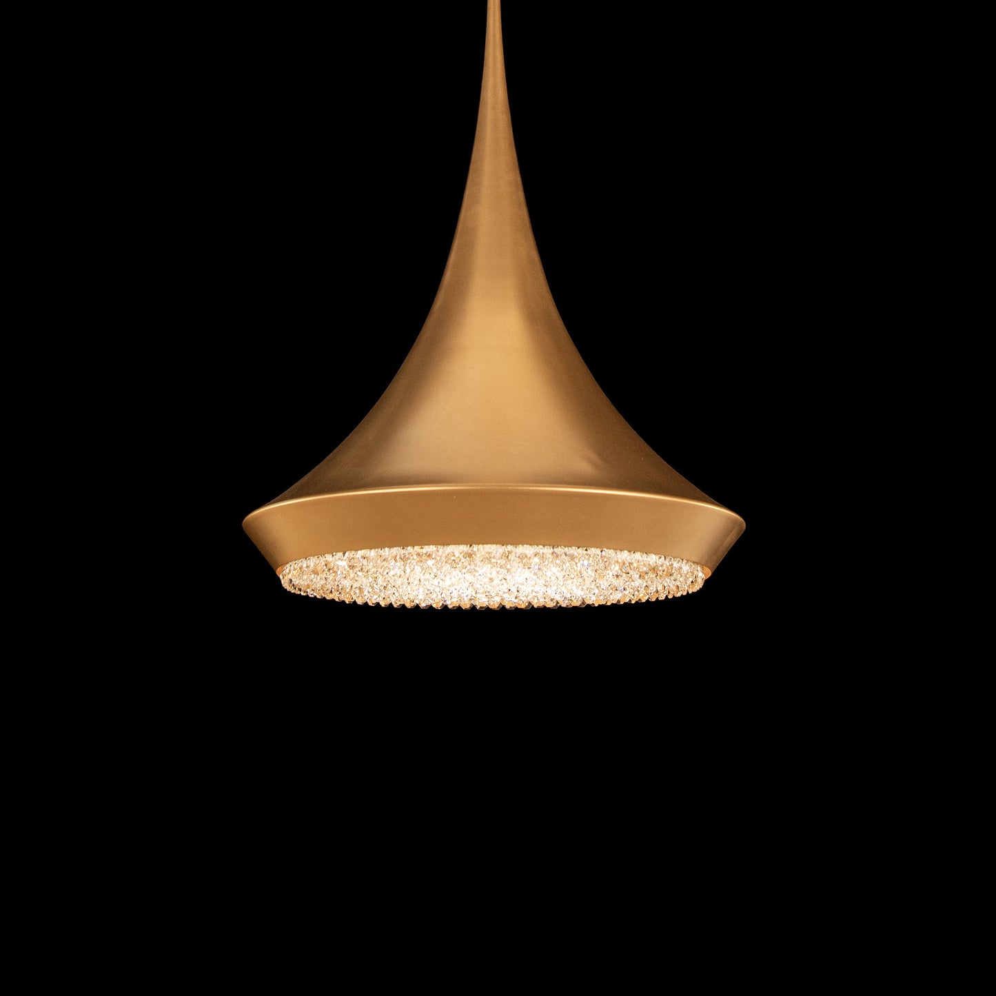 Black Optic Crystal LED Linear Pendant Light / Soft Gold