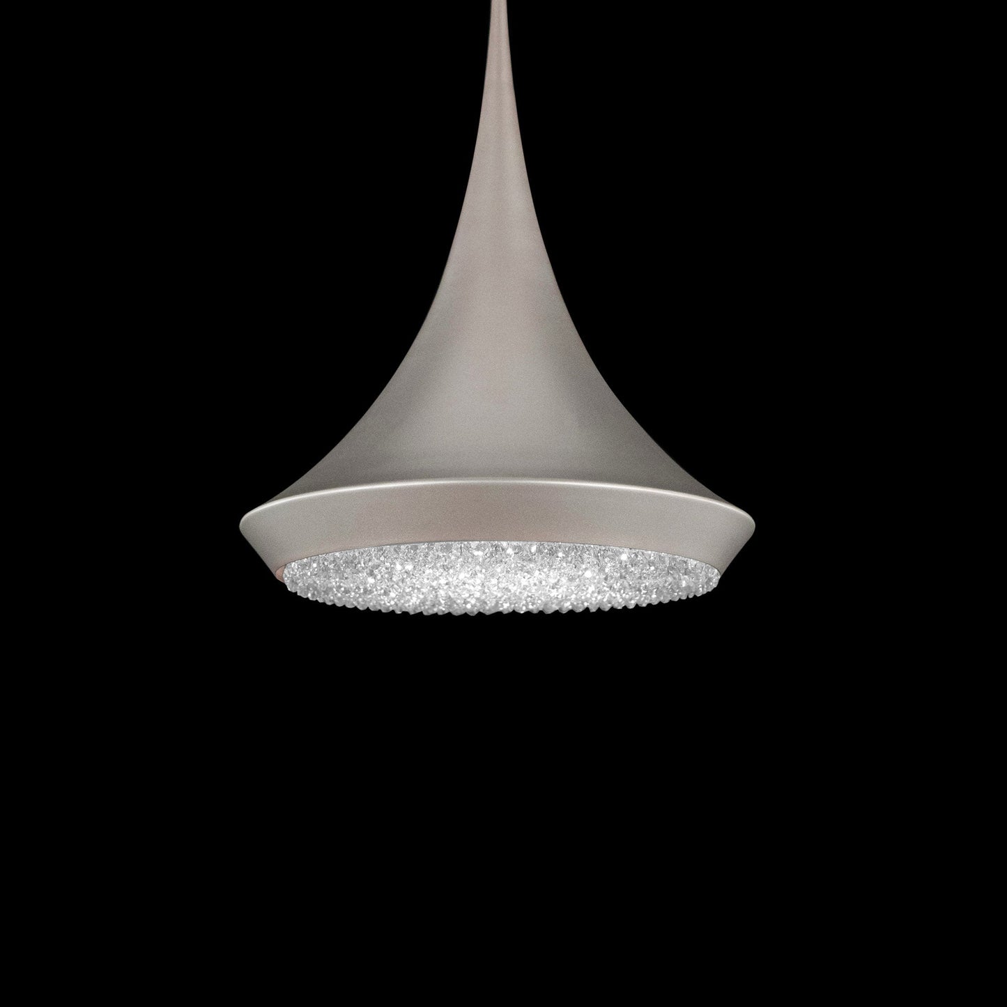 Black Optic Crystal LED Linear Pendant Light / Soft Silver