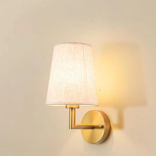 Fabric Shade Bedside Wall Light / Copper