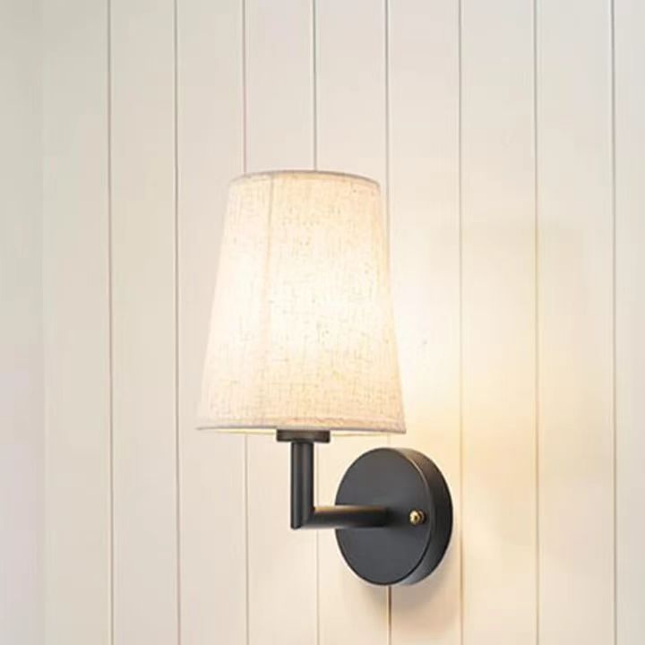 Fabric Shade Bedside Wall Light / Silver