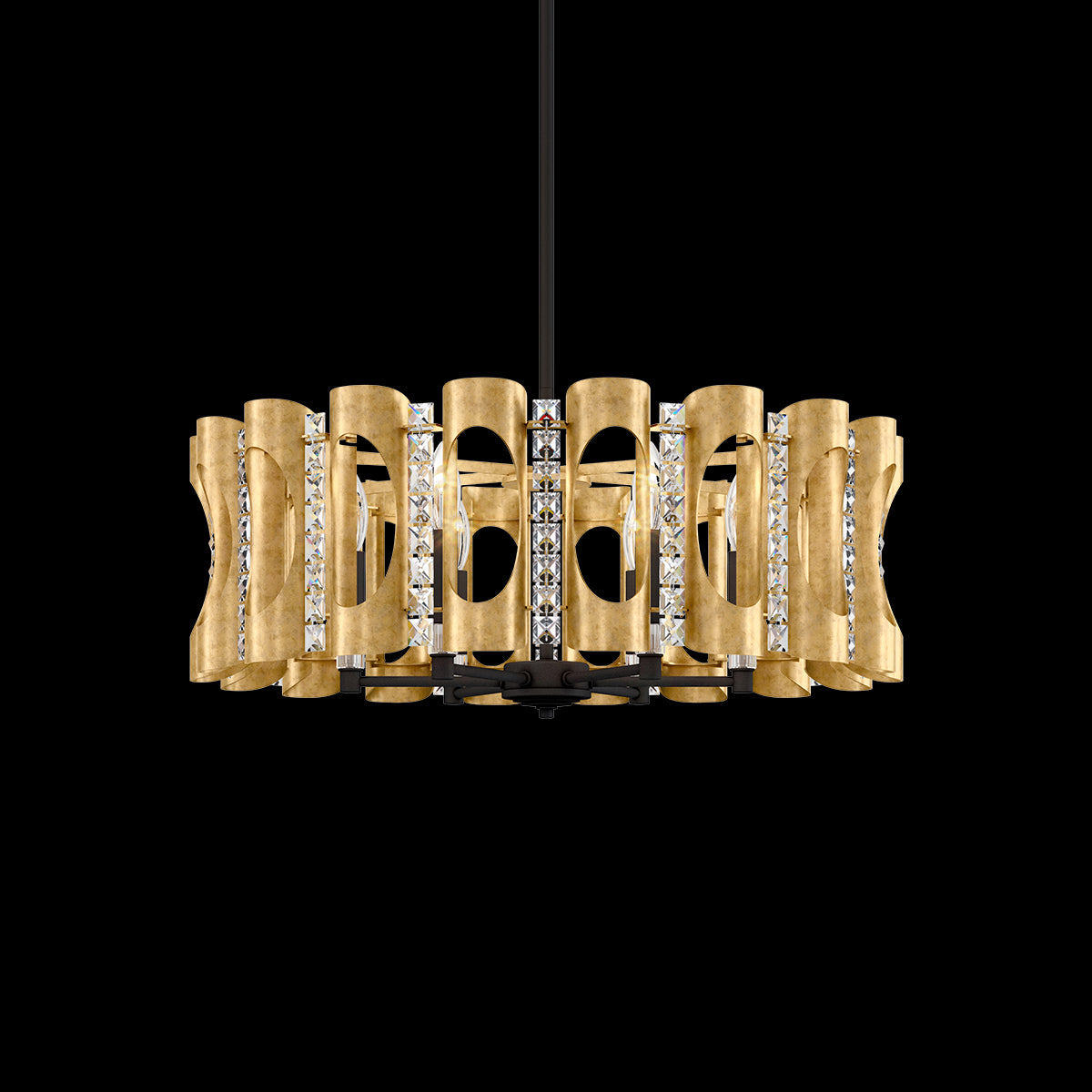 Geometric Cylinder Crystal Pendant Light / Heirloom Gold