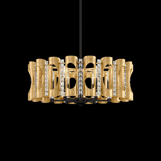 Geometric Cylinder Crystal Pendant Light / Heirloom Gold