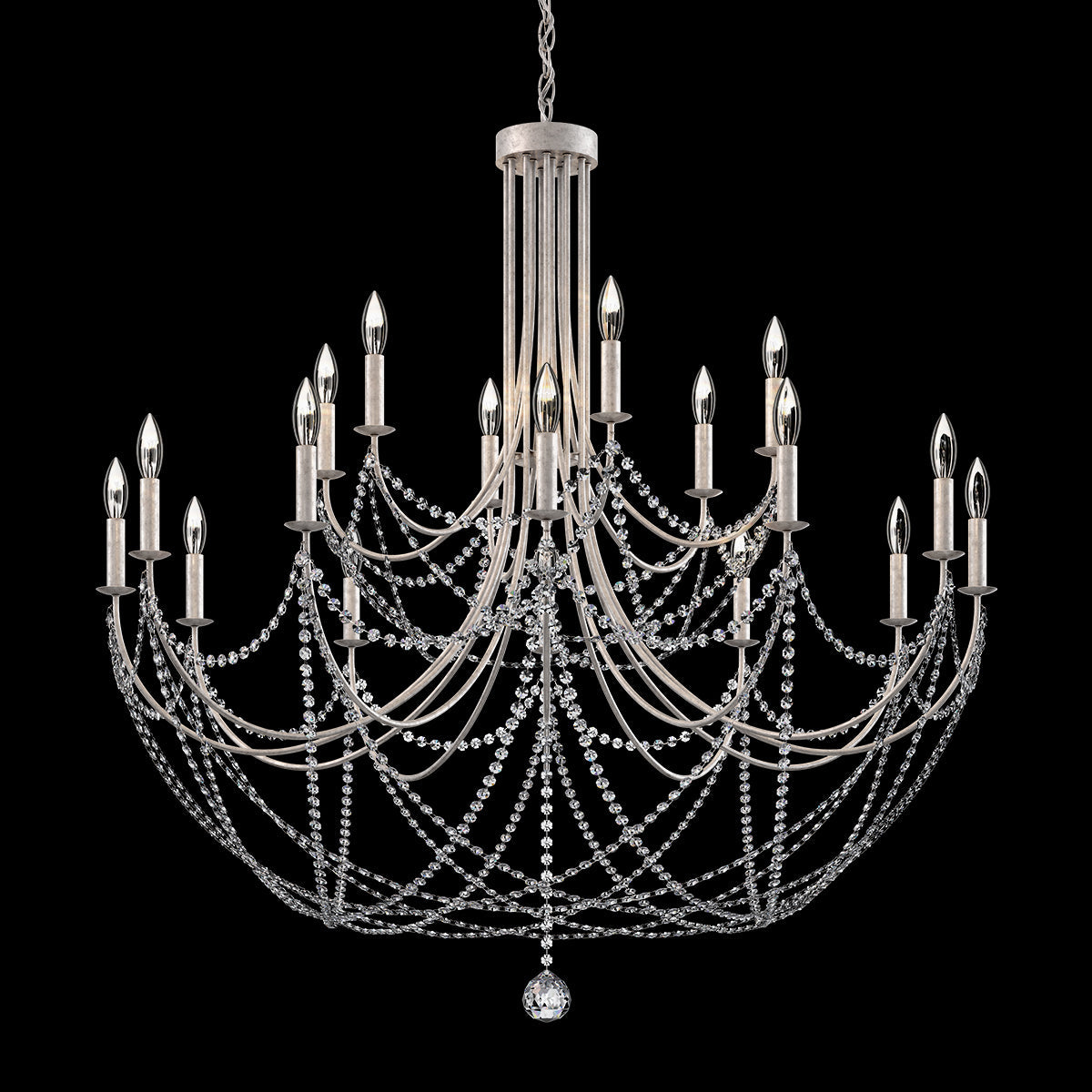Heirloom Gold Draped Crystal Chandelier / Antique Silver