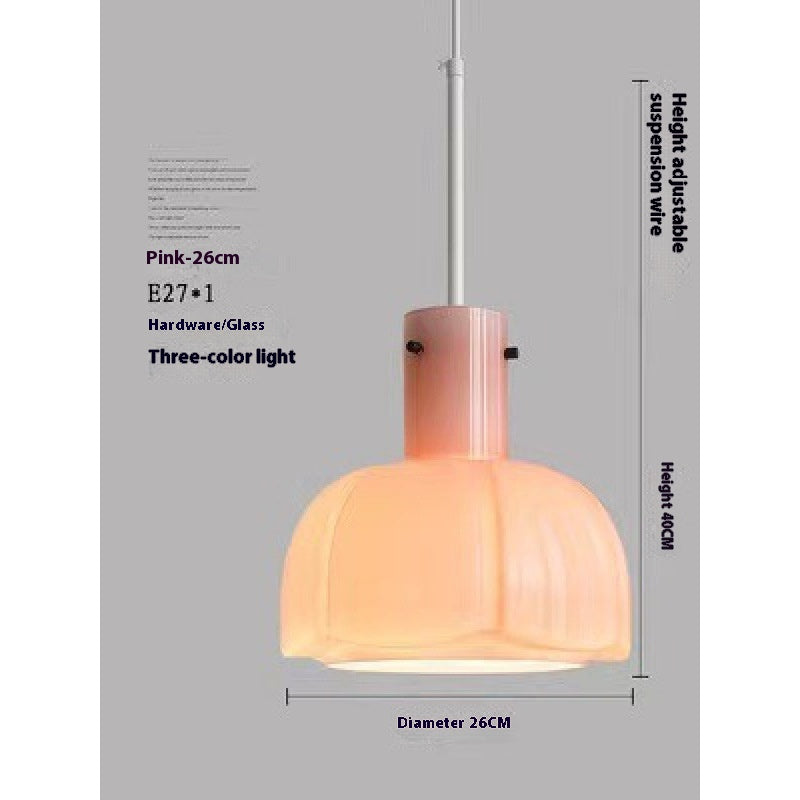 Retro Coloured Glass Bud Pendant Light / E27 Tricolor Light / Orange