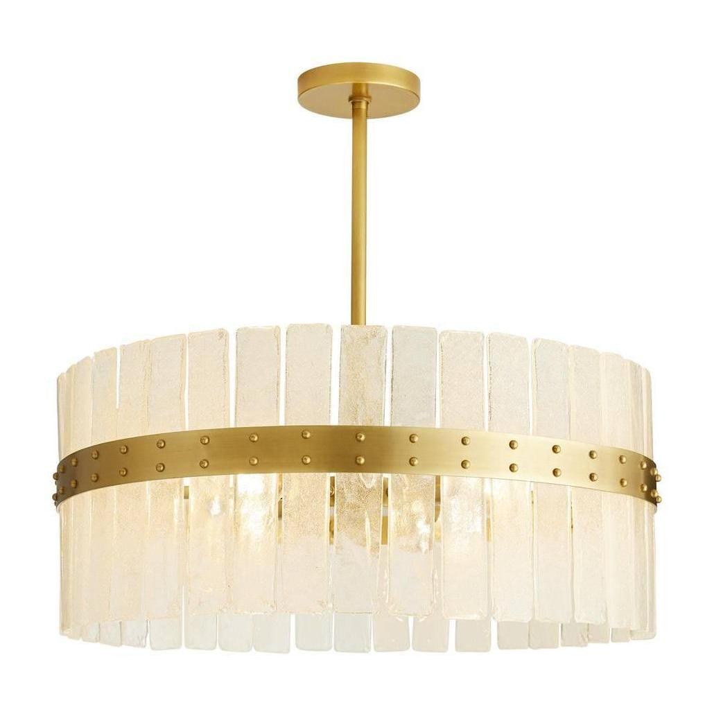 Seeded Glass Antique Brass Chandelier