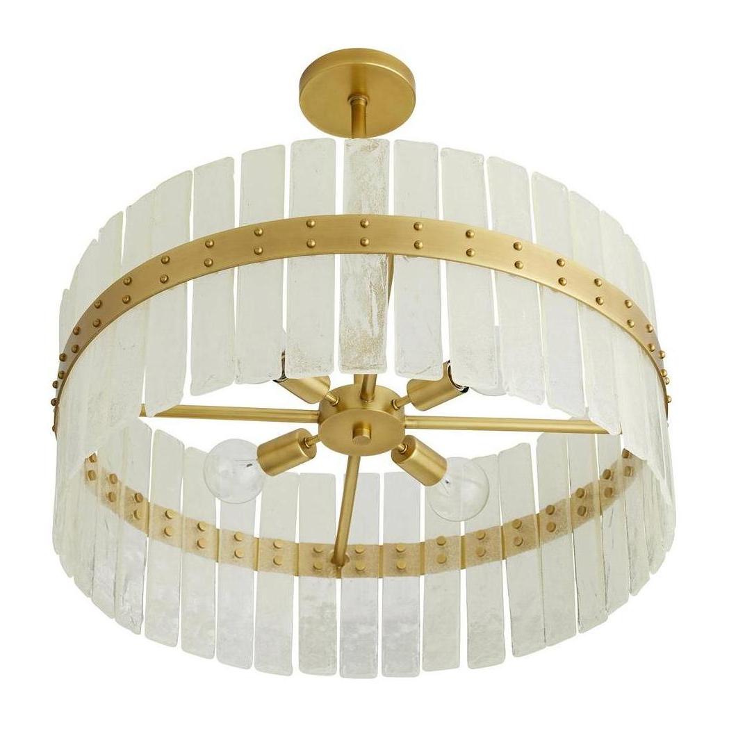 Seeded Glass Antique Brass Chandelier