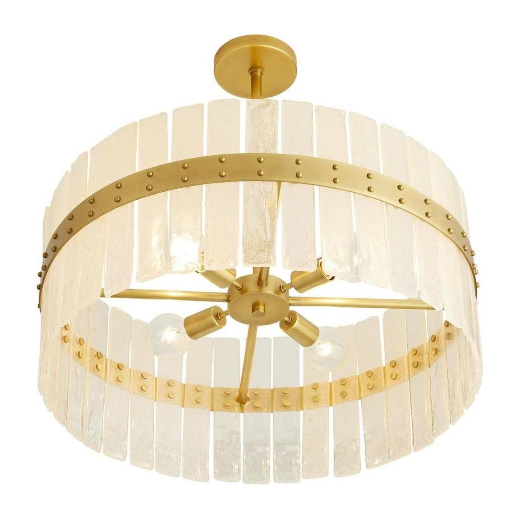 Seeded Glass Antique Brass Chandelier
