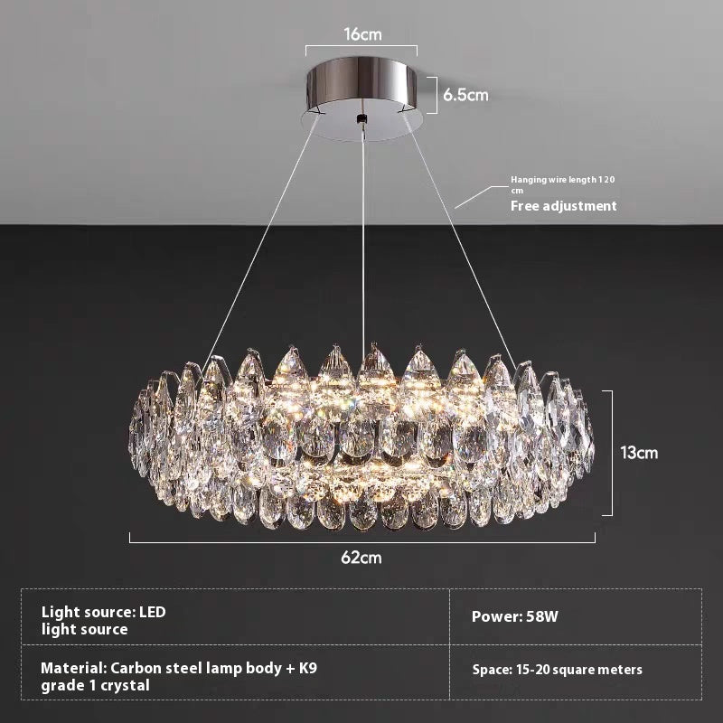 Single or Double Layer Crystal Chandelier / Tricolor Light / 800 Single Layer