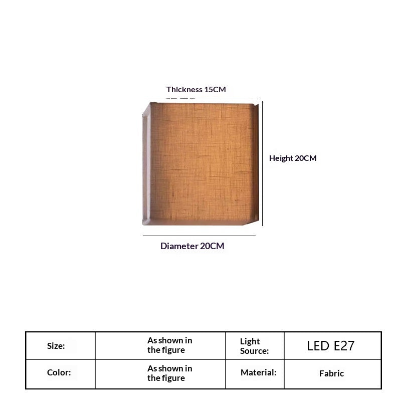 Square Fabric Tri-Colour Wall Light / White / D20xH20cm / Warm White