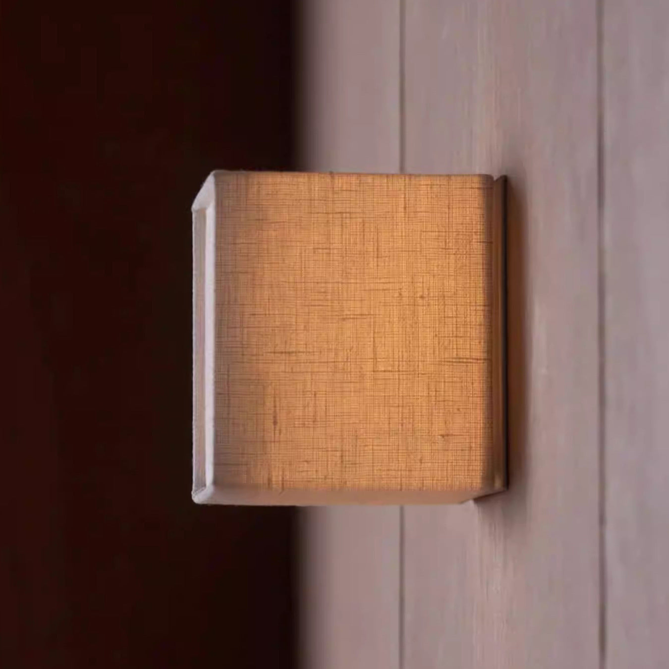Square Fabric Tri-Colour Wall Light / Beige / D20xH20cm / Warm White