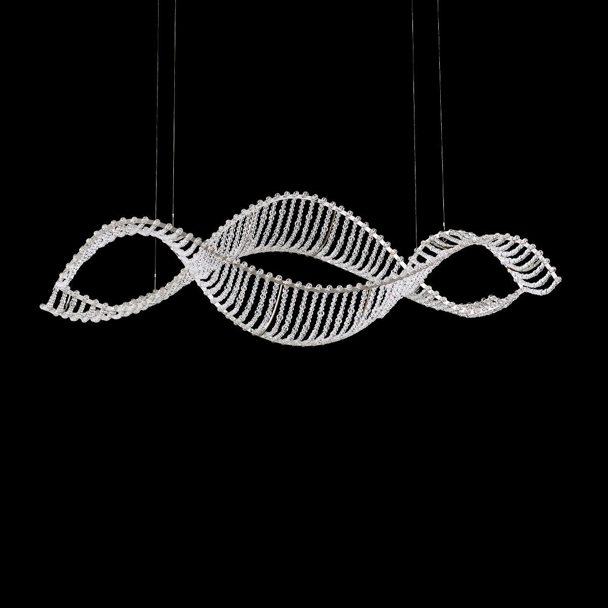 Stainless Crystal Wave LED Linear Pendant