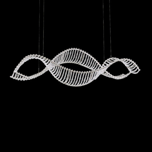 Stainless Crystal Wave LED Linear Pendant