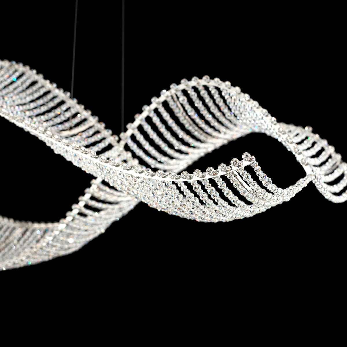 Stainless Crystal Wave LED Linear Pendant